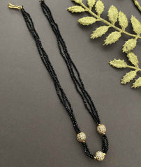 Designer Beaded Mangalsutra In Black Spinal Beads With AD Balls By Gehna Shop