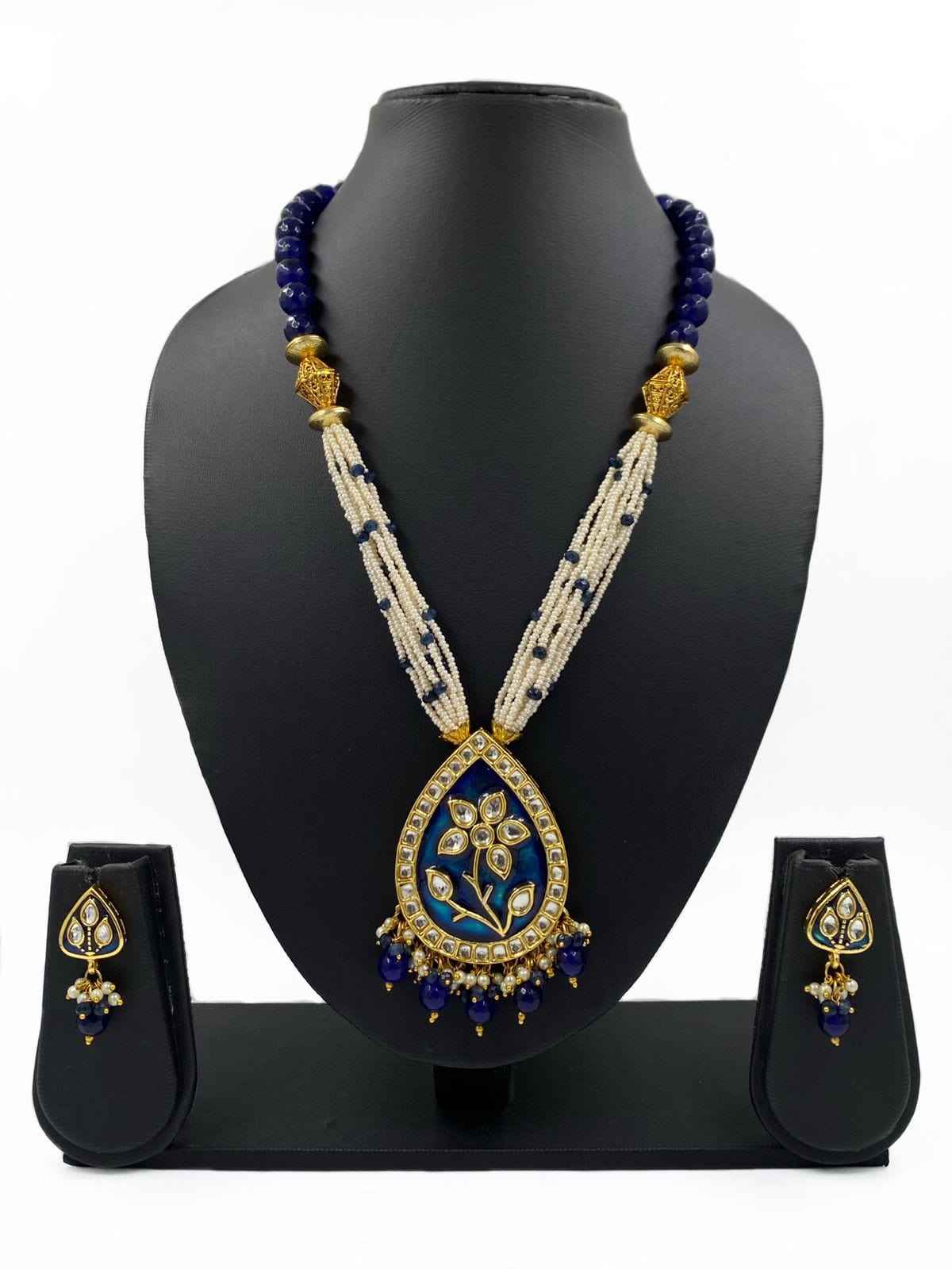 Designer Blue Meenakari Necklace Set For Ladies By Gehna Shop