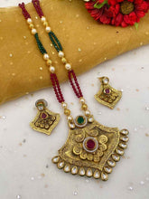 Designer Gold Plated Antique Kundan Pendant Necklace Set By Gehna Shop