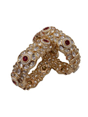 Designer Gold Plated Floral Design Polki Bangles From Gehna Shop Kundan Bangles