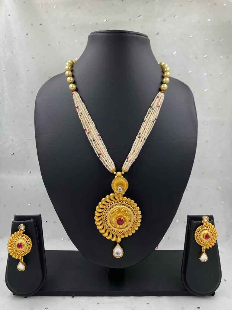 Designer Gold Plated Golden Necklace Set For Women By Gehna Shop