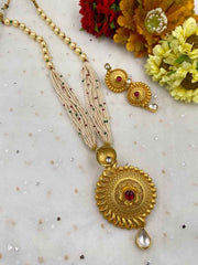 Designer Gold Plated Golden Necklace Set For Women By Gehna Shop