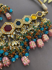 Designer Gold Plated Multicolor Bridal Choker Necklace Set By Gehna Shop Bridal Necklace Sets
