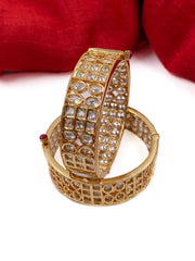 Designer Gold Plated Polki Kundan Bangles By Gehna Shop Bangles