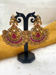 Gold Plated Lakshmi Devi Chandbali Earrings For Women