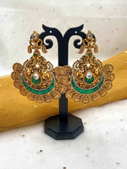 Gold Plated Lakshmi Devi Chandbali Earrings For Women
