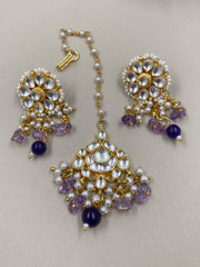 Designer Handcrafted Amethyst Beads And Jadau Kundan Necklace Set By Gehna Shop Choker Necklace Set