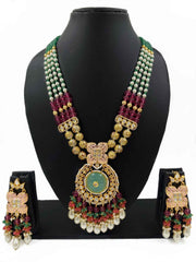 Designer Handcrafted Long Kundan Pendant Necklace Set For Weddings By Gehna Shop