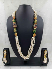 Designer Handcrafted Long Real Rice Pearl Beads Necklace For Women By Gehna Shop