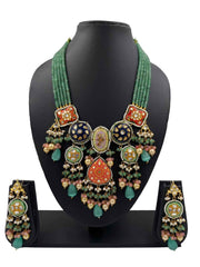 Designer Handcrafted Multi Color Kundan Meenakari Necklace For Weddings