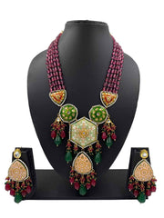 Designer Handcrafted Multi Color Meenakari Long Necklace Set By Gehna Shop
