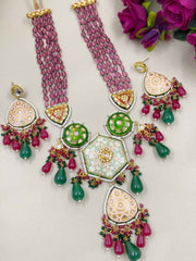 Designer Handcrafted Multi Color Meenakari Long Necklace Set By Gehna Shop