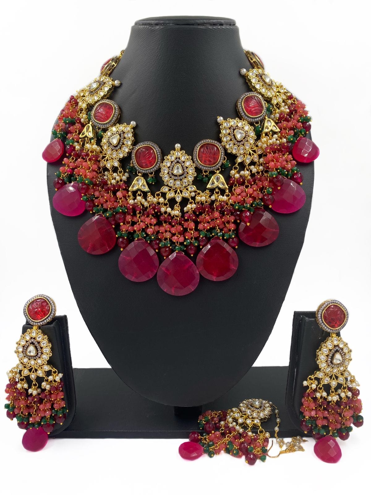 Designer Handcrafted Pink Bridal Necklace Set For Wedding By Gehna Shop Bridal Necklace Sets