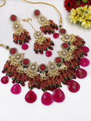 Designer Handcrafted Pink Bridal Necklace Set For Wedding By Gehna Shop Bridal Necklace Sets