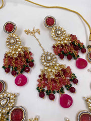 Designer Handcrafted Pink Bridal Necklace Set For Wedding By Gehna Shop