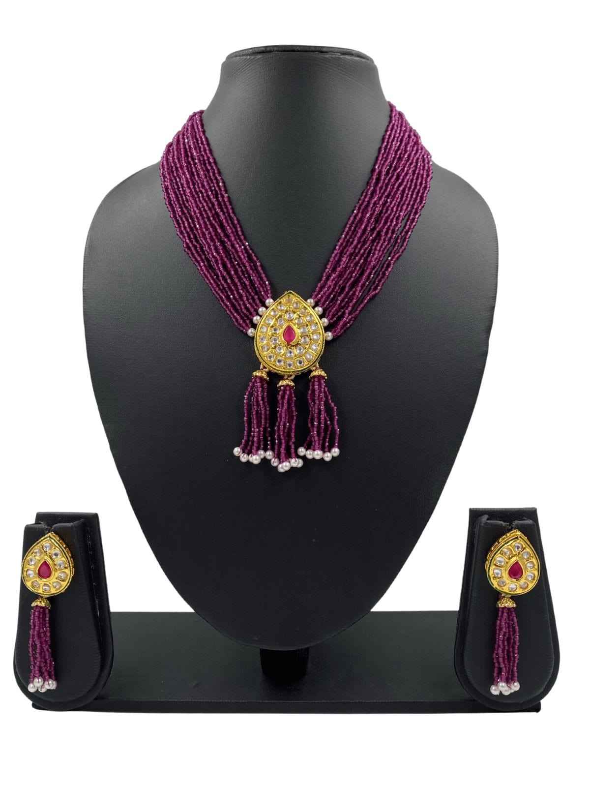 Designer Handcrafted Pink Hydro Beads And Kundan Necklace For Women