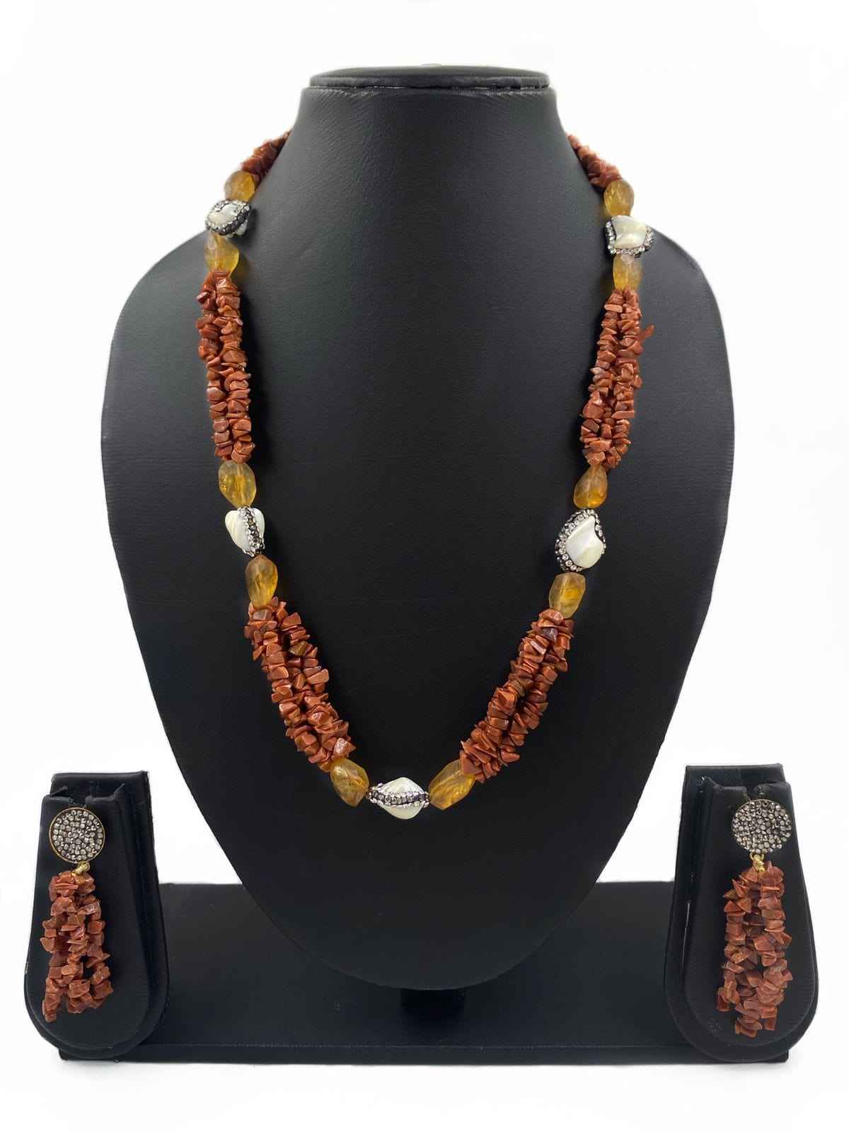 Designer Handcrafted Uncut Gold Stones Gemstone Beads Necklace Set By Gehna Shop