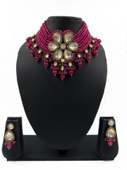 Designer Handcrafted Victorian Kundan Pink Choker Necklace Set By Gehna Shop Victorian Necklace Sets