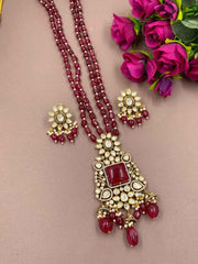 Designer Heavy Quality Victorian Polki Pendant Necklace Jewellery Set For Weddings
