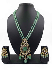 Designer Heavy Quality Victorian Polki Pendant Necklace Jewellery Set For Weddings