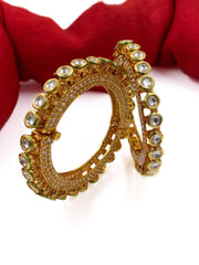 Designer Jadau Pearls And Kundan Pacheli Bangle Set For Weddings