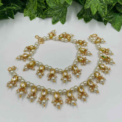 Designer Kundan And Beads Golden Payal Anklet For Ladies By Gehna Shop