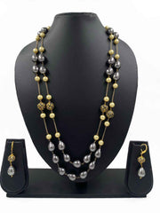 Designer Long Grey Shell Pearl Chain Beaded Necklace For Women By Gehna Shop