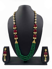 Designer Handcrafted Long Multi Color Jade Beads Necklace For Women By Gehna Shop
