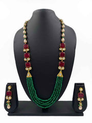 Designer Handcrafted Long Multi Color Jade Beads Necklace For Women By Gehna Shop