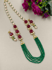 Designer Handcrafted Long Multi Color Jade Beads Necklace For Women By Gehna Shop