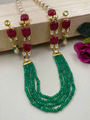 Designer Handcrafted Long Multi Color Jade Beads Necklace For Women By Gehna Shop