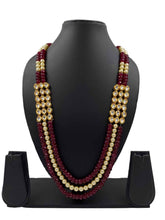 Designer Long Kundan And Ruby Pink Jade Beads Necklace For Men And Women