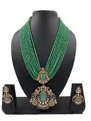 Designer Long Polki Kundan Pendant Necklace Set For Weddings Victorian Necklace Sets