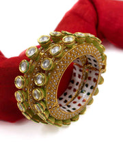 Designer Meenakari Pearls And Kundan Pacheli Bangles For Weddings