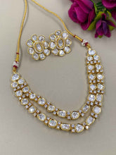 Designer Modern Double Layered Uncut Polki Necklace Set By Gehna Shop