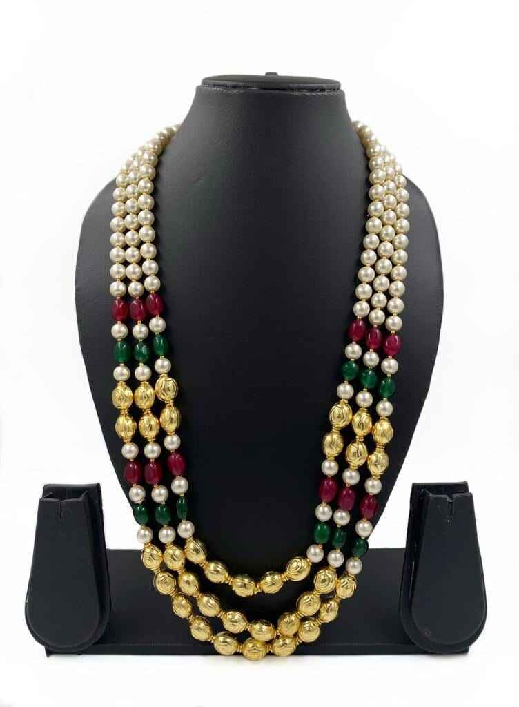 Designer Multi Color Beaded Pearls Necklace Mala For Grooms By Gehna Shop