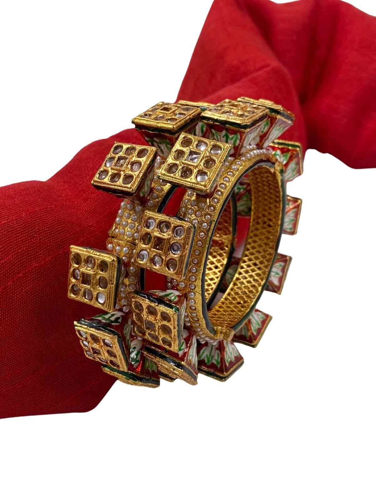 Designer Multi Color Meenakari Lotus Print Pacheli Bangles For Women