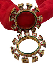 Designer Multi Color Meenakari Lotus Print Pacheli Bangles For Women