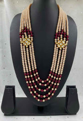 Designer Multilayered Kundan And Pearls Beads Necklace For Men And Women