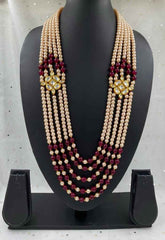 Designer Multilayered Kundan And Pearls Beads Necklace For Men And Women