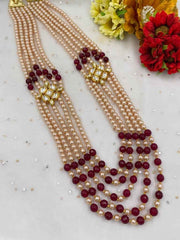 Designer Multilayered Kundan And Pearls Beads Necklace For Men And Women