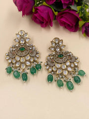 Designer Peacock Victorian Polki Bridal Chandbali Earrings By Gehna Shop Earrings