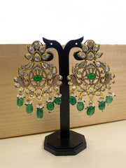 Designer Peacock Victorian Polki Bridal Chandbali Earrings By Gehna Shop Earrings