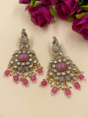 Designer Peacock Victorian Polki Dangler Bridal Earrings By Gehna Shop Earrings