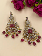 Designer Peacock Victorian Polki Dangler Bridal Earrings By Gehna Shop Earrings