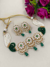 Elegant Kundan And Pearls Beaded Choker Necklace Set - Wedding And Party Wear Choker