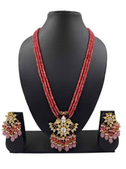 Designer Polki Kundan Long Pendant Necklace Set By Gehna Shop