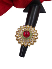 Designer Rotating Polki And Ruby Big Finger Ring For Brides By Gehna Shop