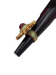 Designer Rotating Polki And Ruby Big Finger Ring For Brides By Gehna Shop