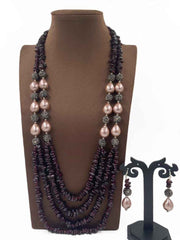 Designer Semi Precious Gemstone Garnet Beaded Jewellery Set By Gehna Shop